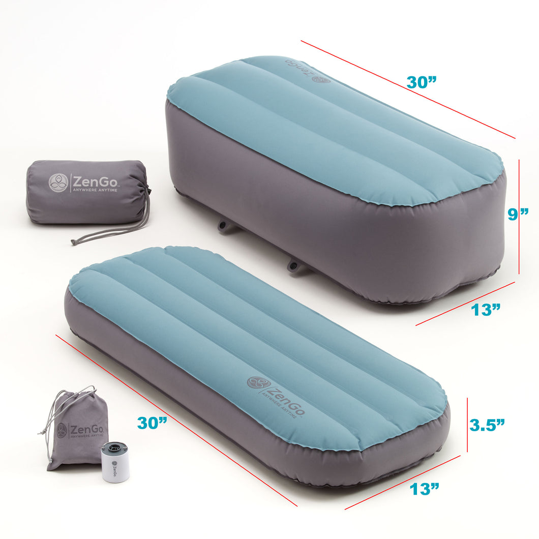 ZenGo inflatable meditation cushion that is so lightweight, compact and durable that you can meditate almost anywhere anytime.
